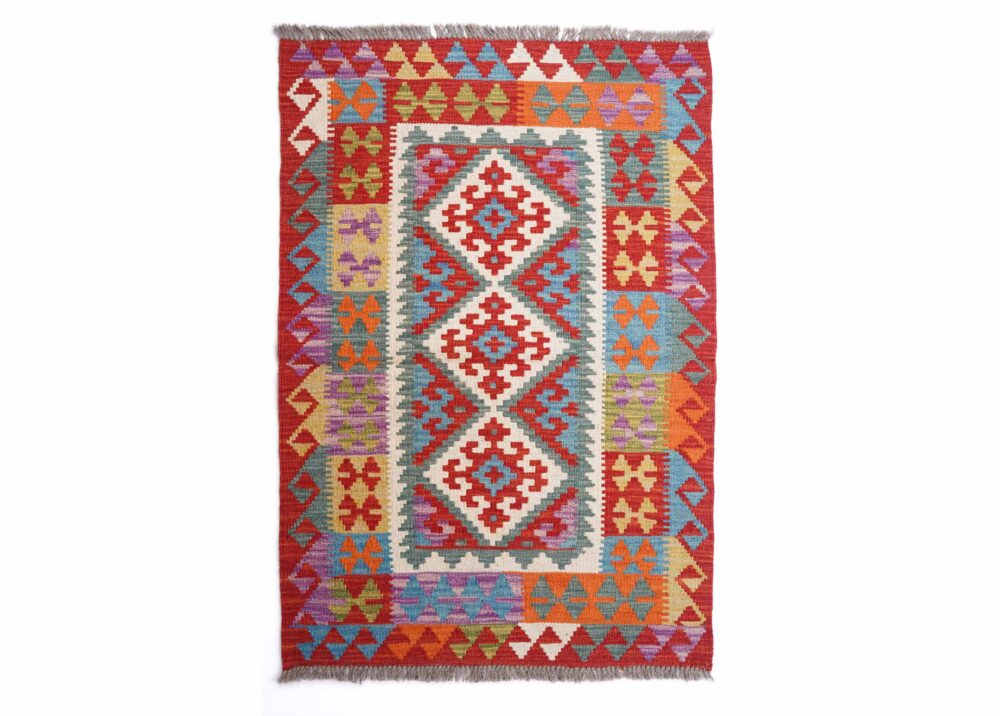 Traditional Kayseri Outdoor Kilim Rug Handwoven 6.5x3 ft Wool - Rugs Turkey