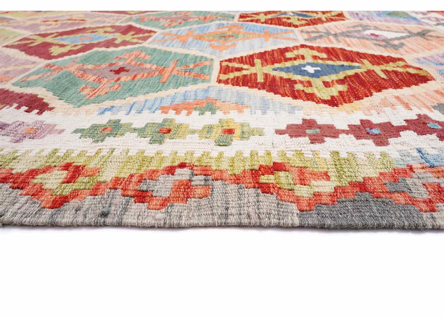 Unique Colorful Wool Rugs Handwoven Kilim 6x5 ft Area Type - Rugs Turkey