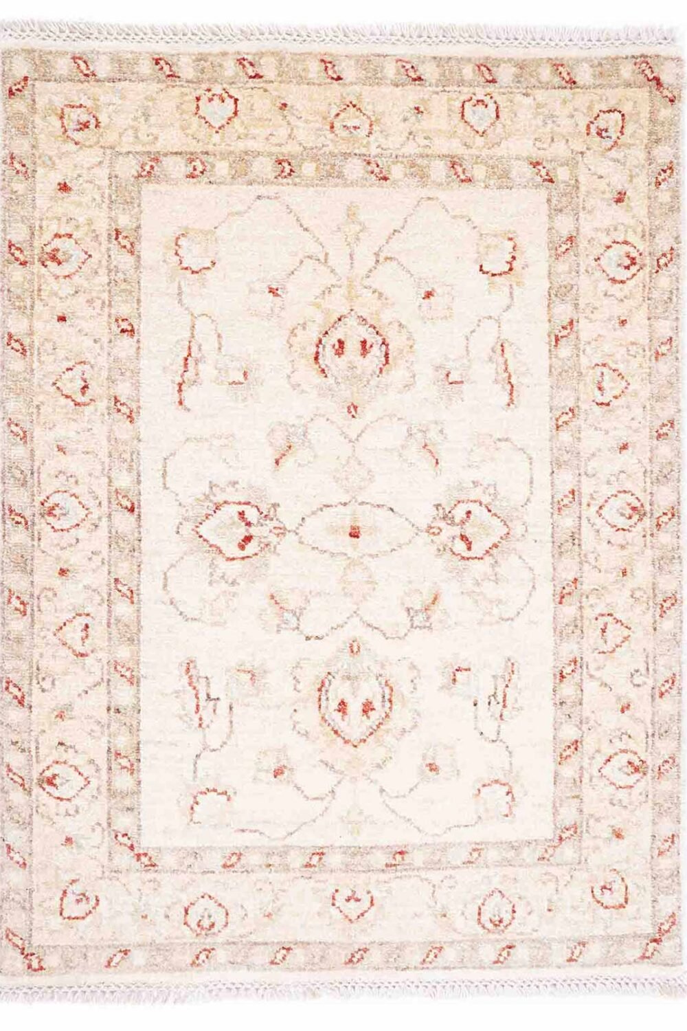 Usak Beige Small Rug Handknotted Traditional Floral Pattern 2.8x2 ft - Rugs Turkey