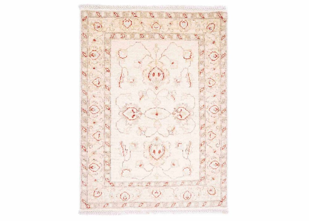 Usak Beige Small Rug Handknotted Traditional Floral Pattern 2.8x2 ft - Rugs Turkey