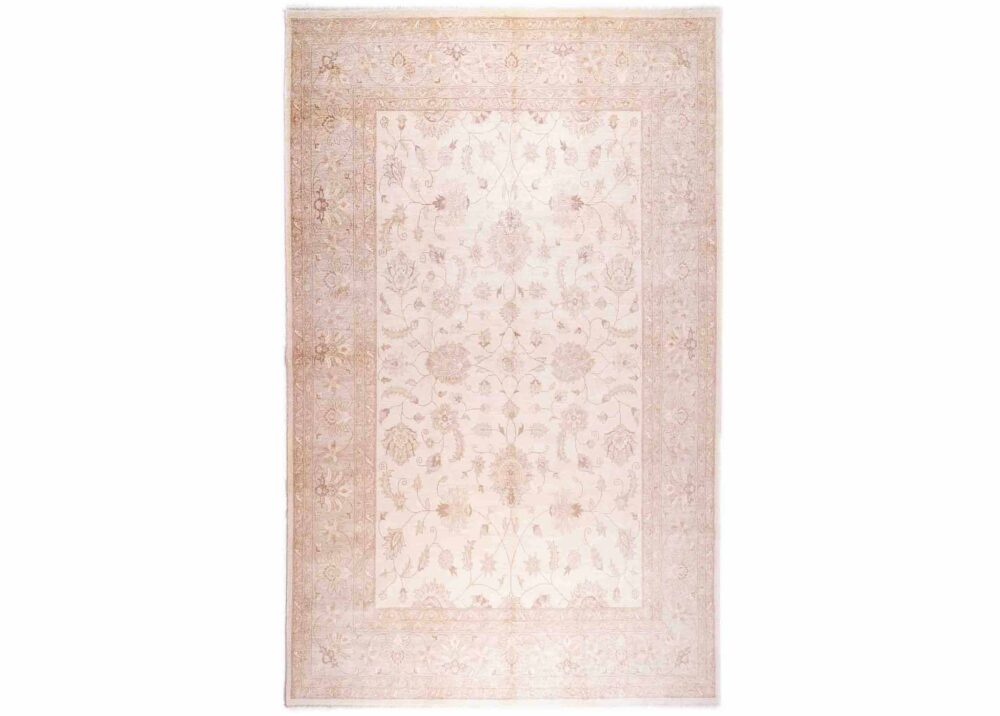 Usak Brown Beige Rug Handknotted Floral Pattern 11.8x8.7 ft - Rugs Turkey