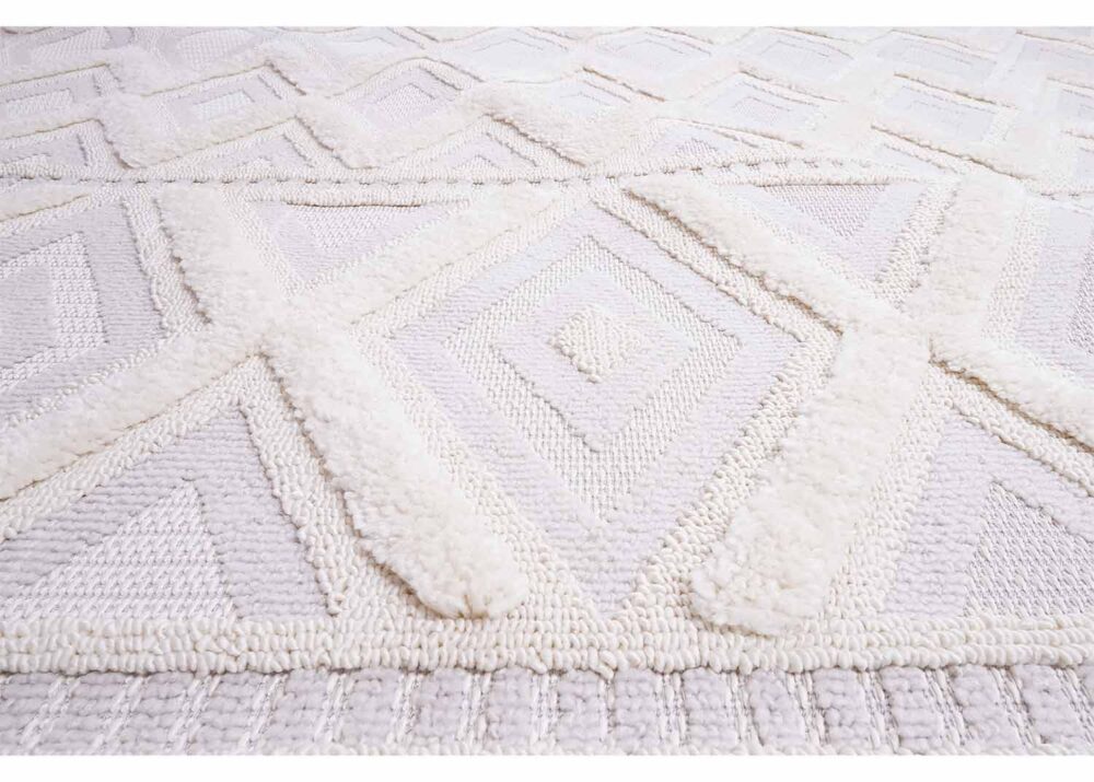 Washable Modern Beige and Gray Area Rug Geometric Shaggy 5x7 ft - Rugs Turkey