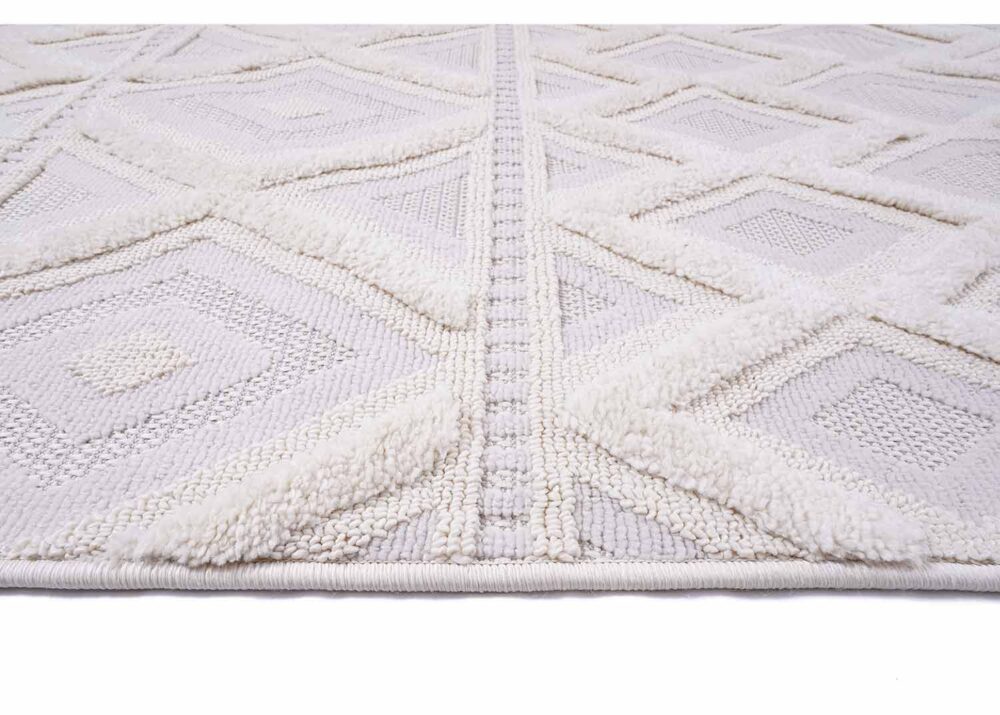 Washable Modern Beige and Gray Area Rug Geometric Shaggy 5x7 ft - Rugs Turkey