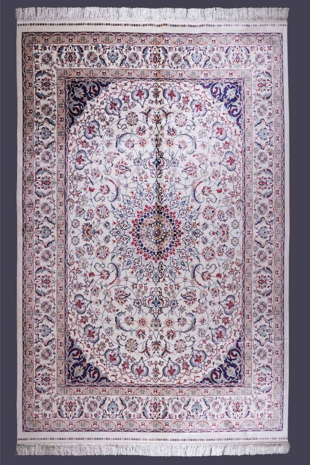 Wereke Bamboo-Silk Large Blue Beige Outdoor Rug 10.8x7.8 Floral - Rugs Turkey