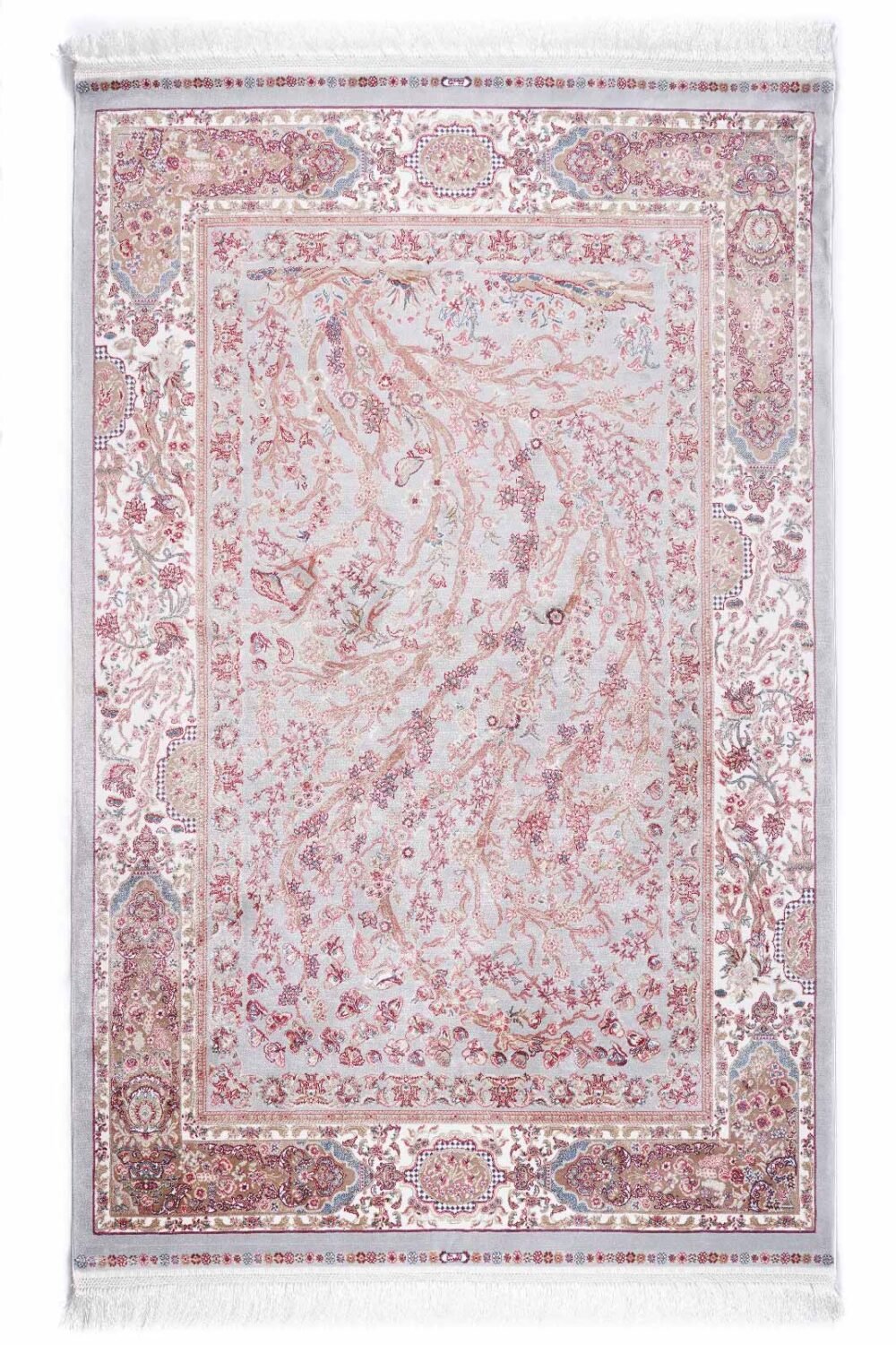Wereke Grey & Bronze 4x6 Floral Rug Bamboo-Silk - Rugs Turkey