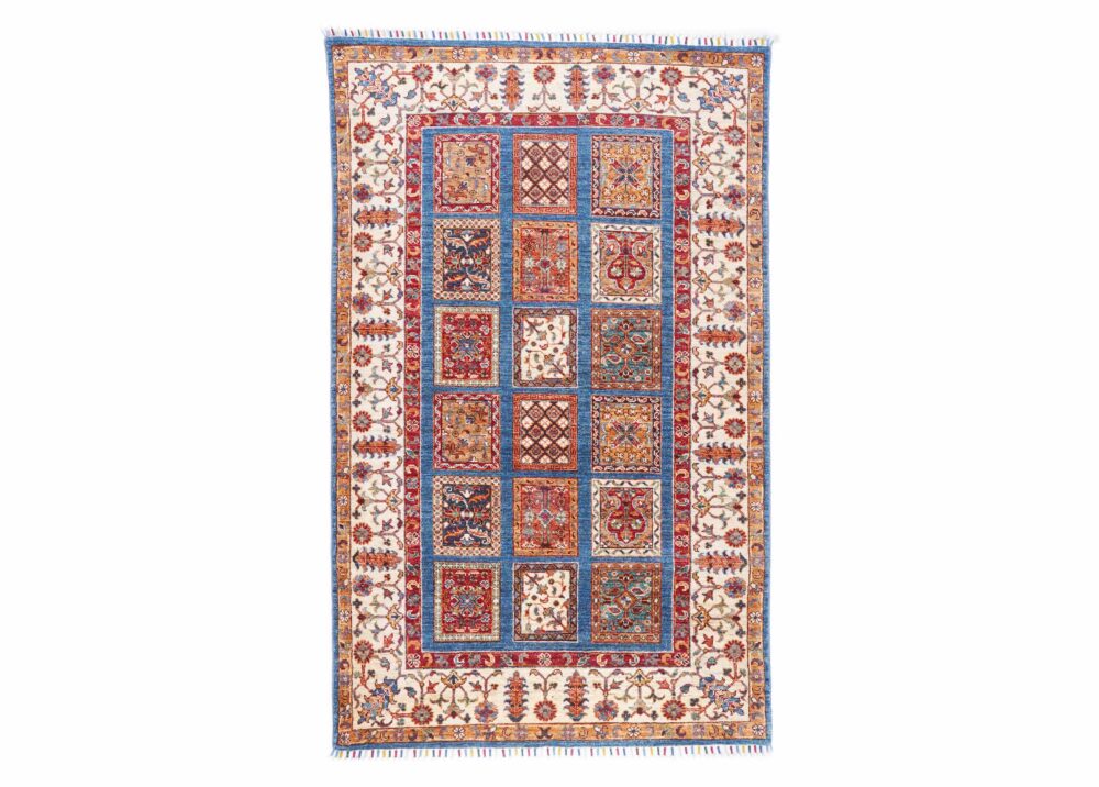 1001 Bilicik Check Pattern Traditional 6x4 Rug Handknotted WoolCotton - Rugs Turkey