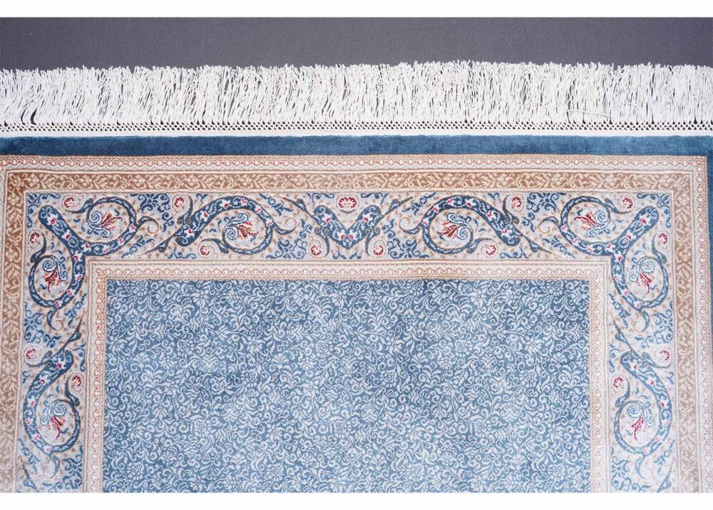 Bamboo-Silk Blue Hallway Runner Diamond Design 2.6x7 ft Machine Made - Rugs Turkey