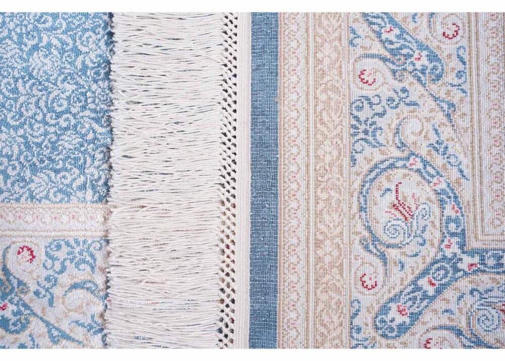 Bamboo-Silk Blue Hallway Runner Diamond Design 2.6x7 ft Machine Made - Rugs Turkey