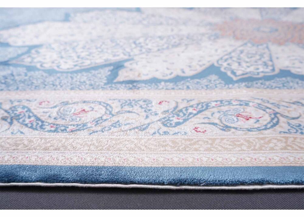 Bamboo-Silk Blue Hallway Runner Diamond Design 2.6x7 ft Machine Made - Rugs Turkey