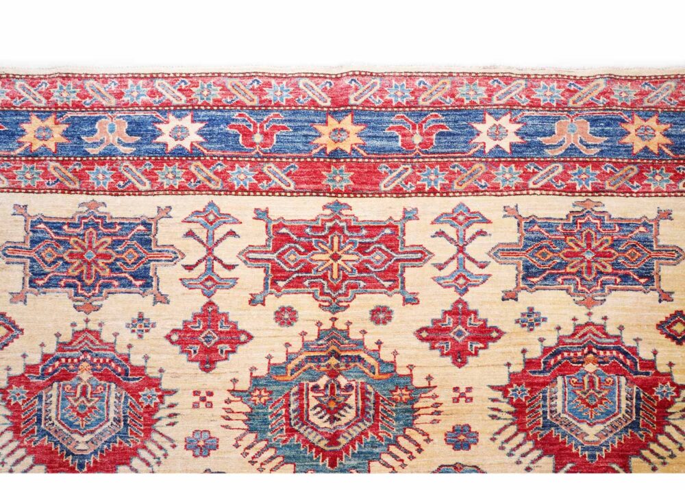 Beige and Red Outdoor Traditional Rug 8.7x7 ft Hand-Knotted Sherwan - Rugs Turkey