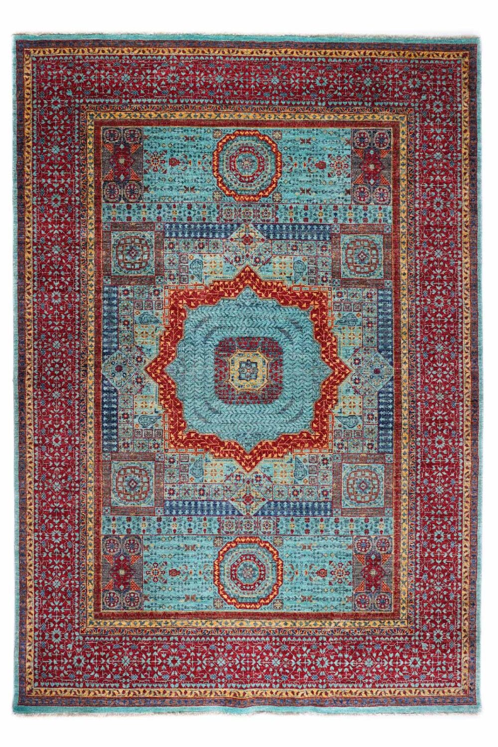 Best Living Room, Dining Room Rug Red-Blue Traditional Memluk Washable - Rugs Turkey