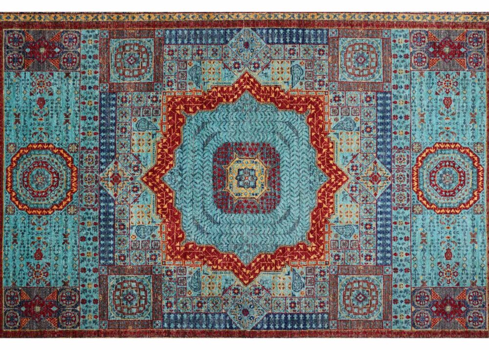 Best Living Room, Dining Room Rug Red-Blue Traditional Memluk Washable - Rugs Turkey