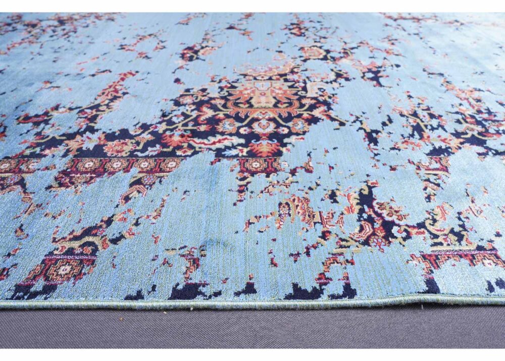 Blue Modern Rug for HallwayLiving Room Runner Machine-Made Medallion - Rugs Turkey