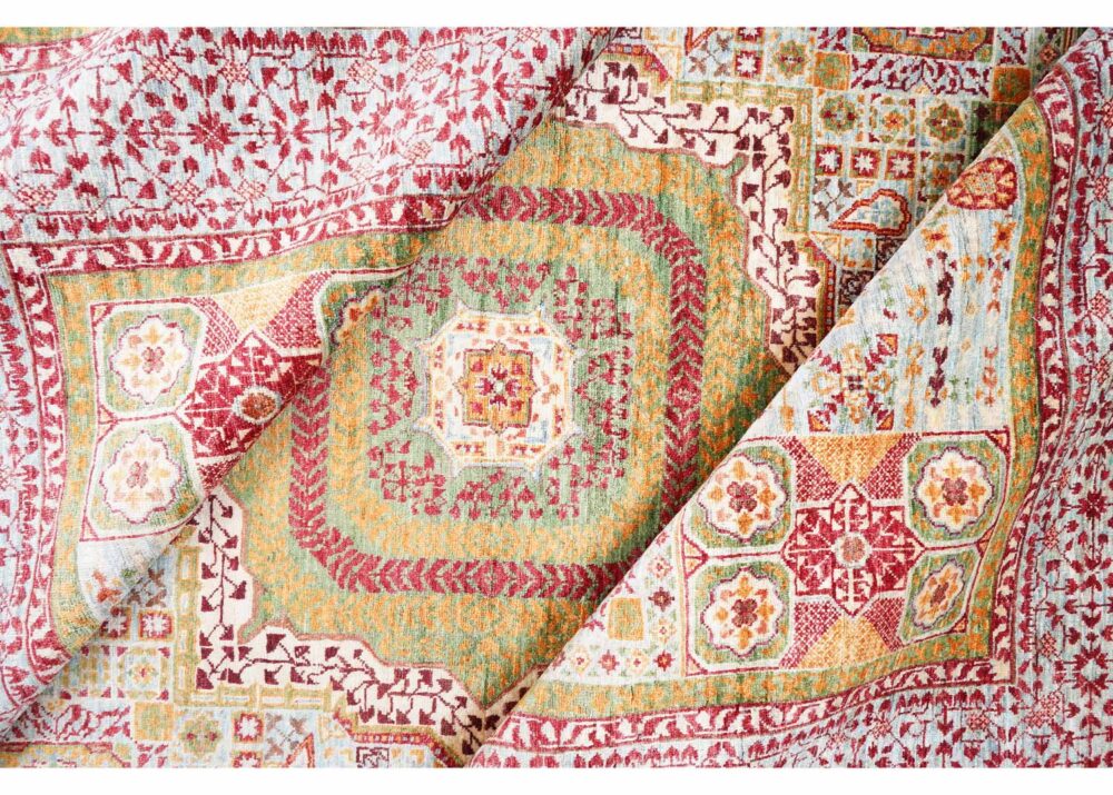 Bohemian Style Kitchen Area Rug 7.7x5.8 Traditional Memluk Green-Red - Rugs Turkey