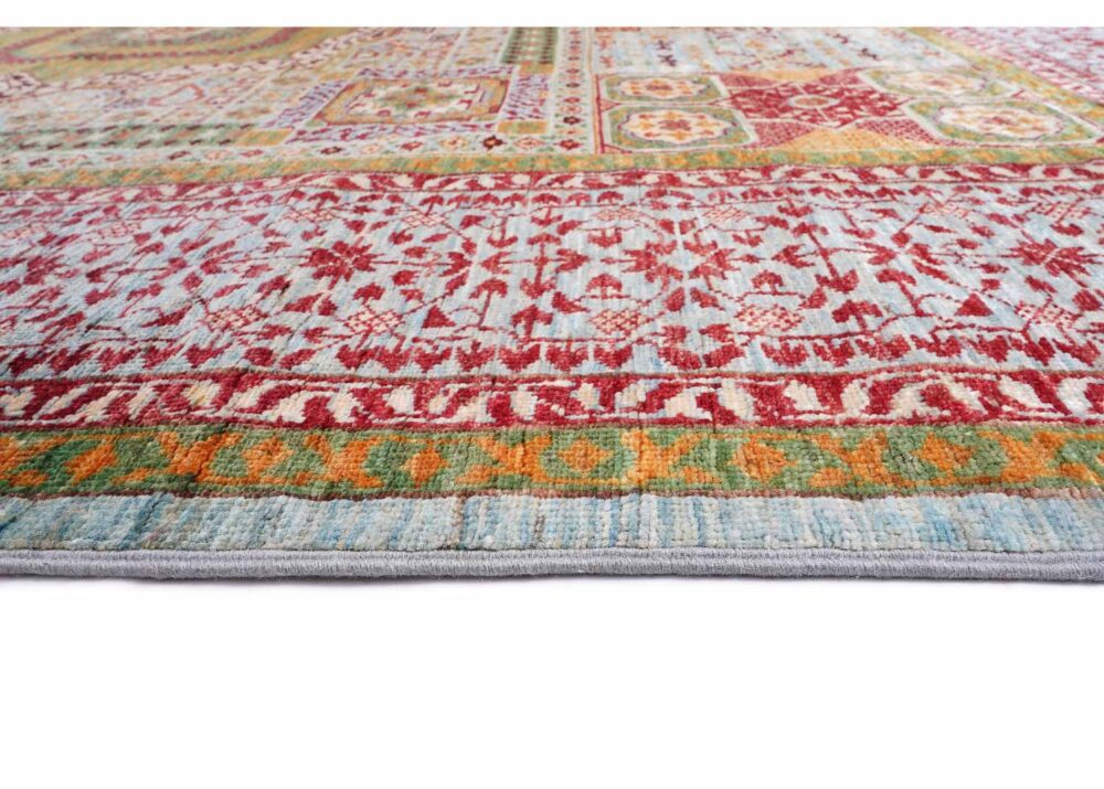 Bohemian Style Kitchen Area Rug 7.7x5.8 Traditional Memluk Green-Red - Rugs Turkey