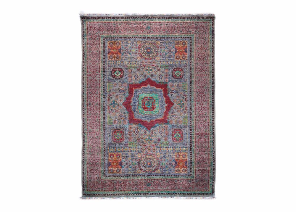 Dull Red & Green Traditional Style Rug 7.7x5.6 ft Wool-Cotton Memluk - Rugs Turkey