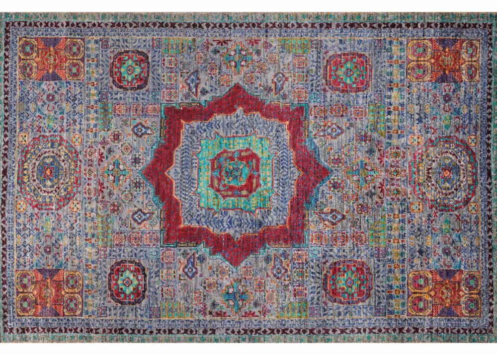 Dull Red & Green Traditional Style Rug 7.7x5.6 ft Wool-Cotton Memluk - Rugs Turkey