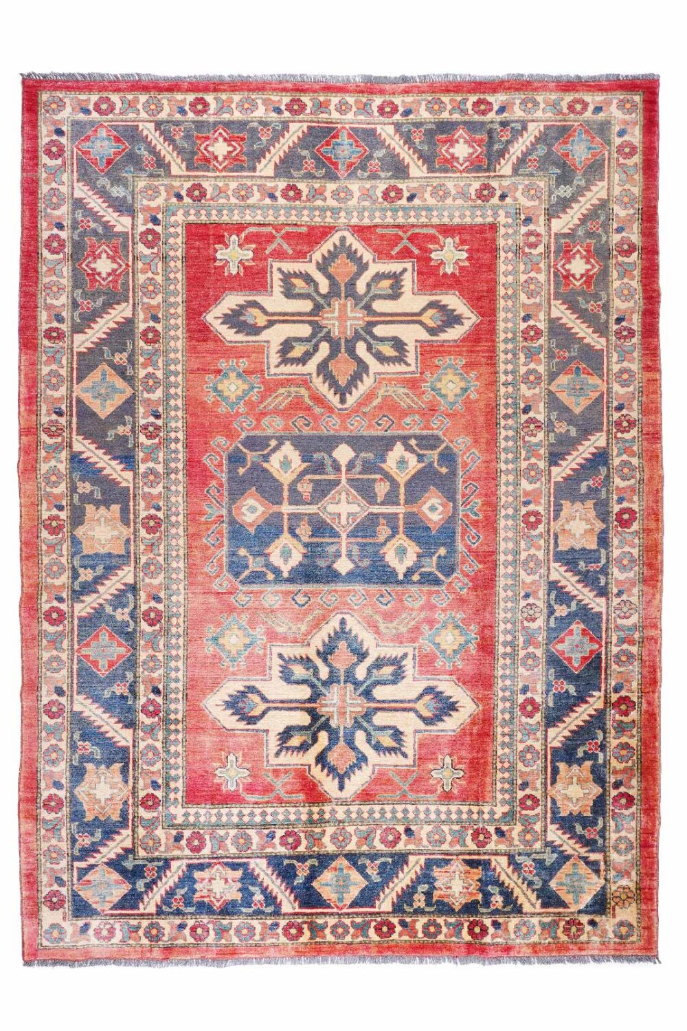 Exclusive Sherwan Red-Blue 8x6 Rug - Hand-Knotted with WoolCotton - Rugs Turkey