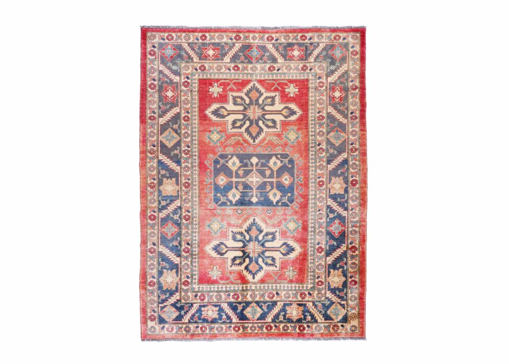 Exclusive Sherwan Red-Blue 8x6 Rug - Hand-Knotted with WoolCotton - Rugs Turkey