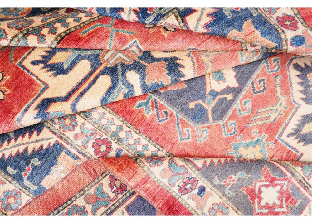 Exclusive Sherwan Red-Blue 8x6 Rug - Hand-Knotted with WoolCotton - Rugs Turkey