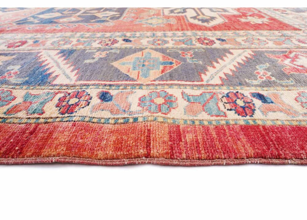 Exclusive Sherwan Red-Blue 8x6 Rug - Hand-Knotted with WoolCotton - Rugs Turkey