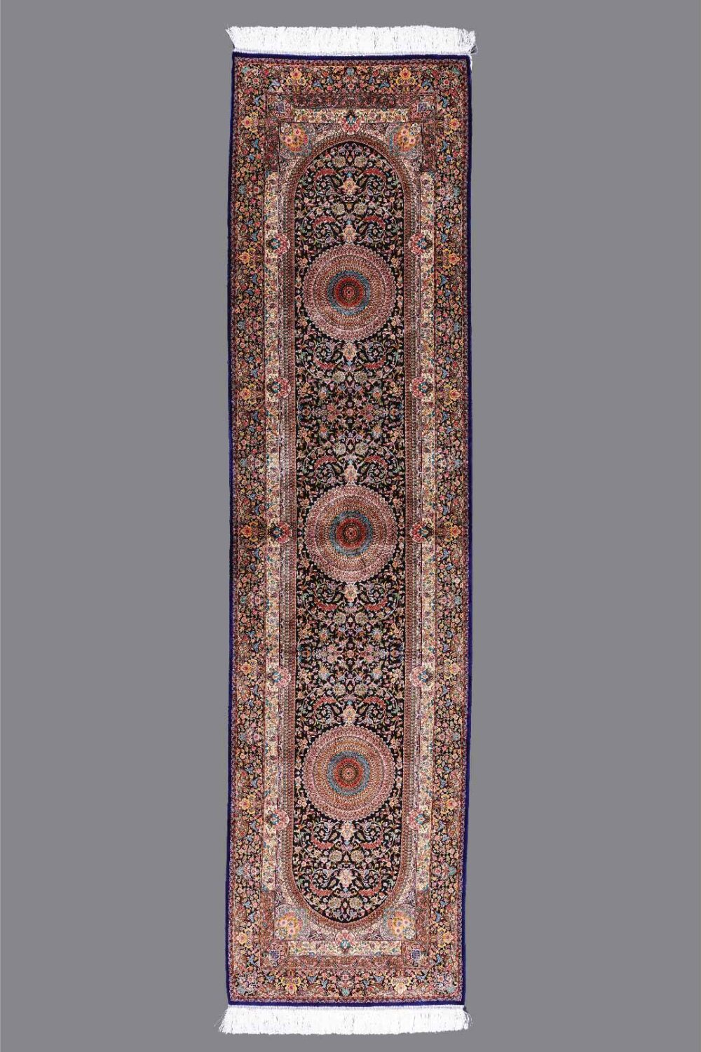 Exclusive Silk Runner Rug Oriental 10x2.6 ft Machine-made Medallion - Rugs Turkey