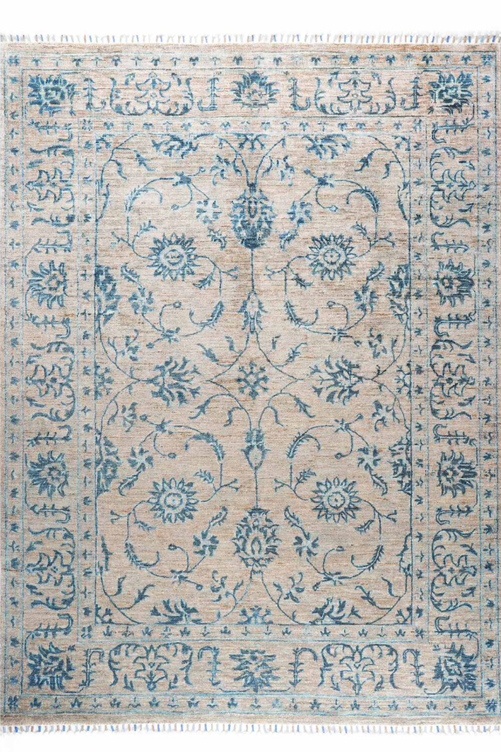 Exclusive Sultani Traditional Brown and Blue Rug 6x5 Floral Pattern - Rugs Turkey