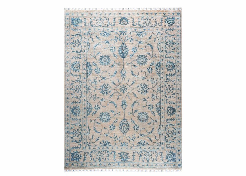 Exclusive Sultani Traditional Brown and Blue Rug 6x5 Floral Pattern - Rugs Turkey