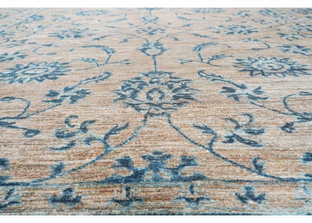 Exclusive Sultani Traditional Brown and Blue Rug 6x5 Floral Pattern - Rugs Turkey