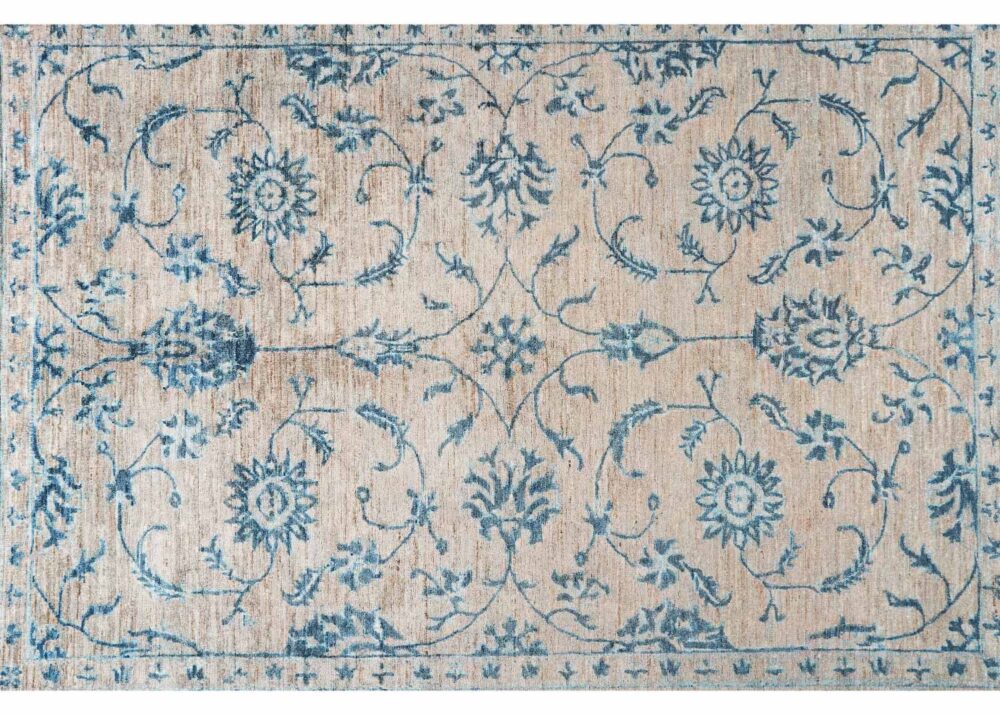 Exclusive Sultani Traditional Brown and Blue Rug 6x5 Floral Pattern - Rugs Turkey