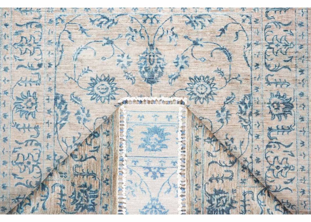 Exclusive Sultani Traditional Brown and Blue Rug 6x5 Floral Pattern - Rugs Turkey