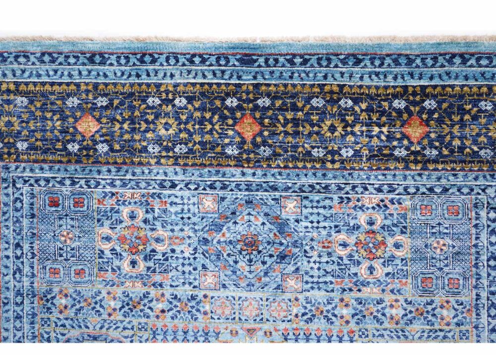 Gorgeous Traditional Memluk Blue Green Rug - 7.7x5.7 ft Geometric - Rugs Turkey