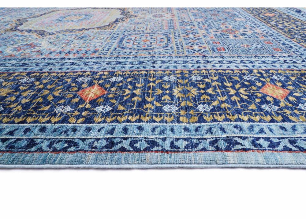 Gorgeous Traditional Memluk Blue Green Rug - 7.7x5.7 ft Geometric - Rugs Turkey