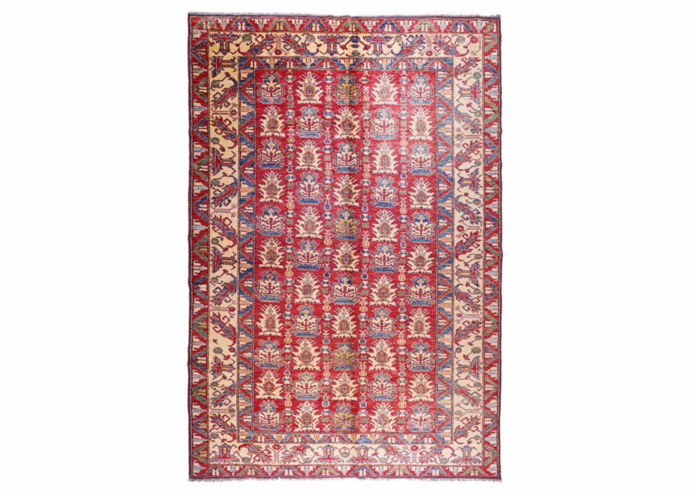 Hand-Knotted Bedroom Red Traditional Rug - 9.7x7.3 ft Sherwan - Rugs Turkey