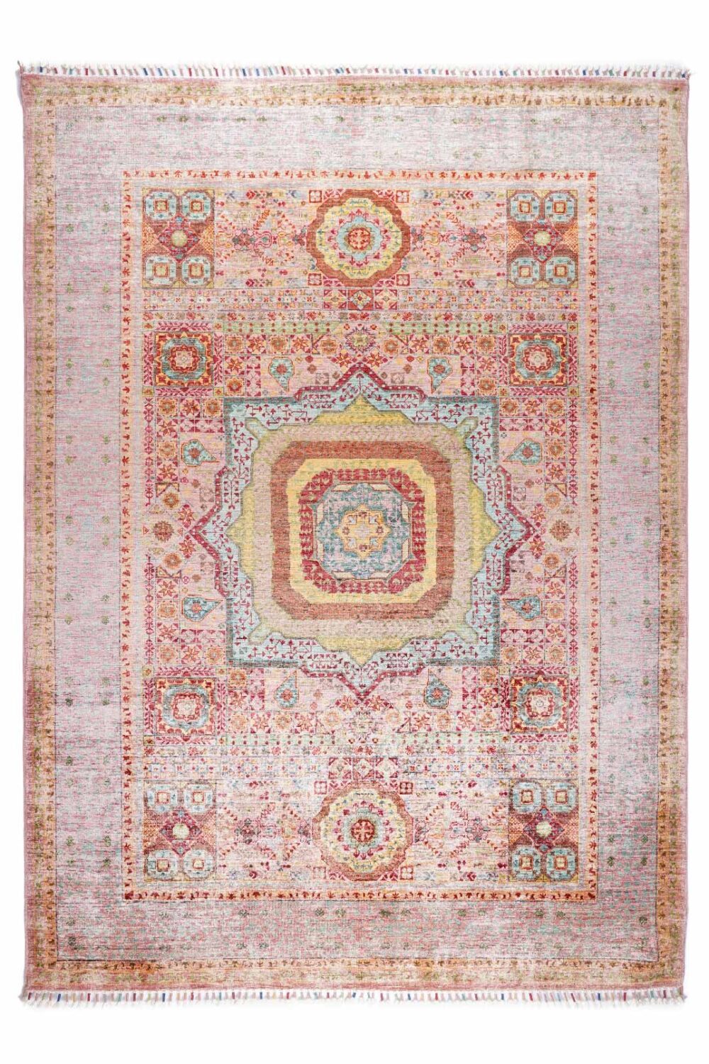 Hand-Knotted Boho Style Rugs Orange-Red Traditional Memluk 7.8x5.6 ft - Rugs Turkey