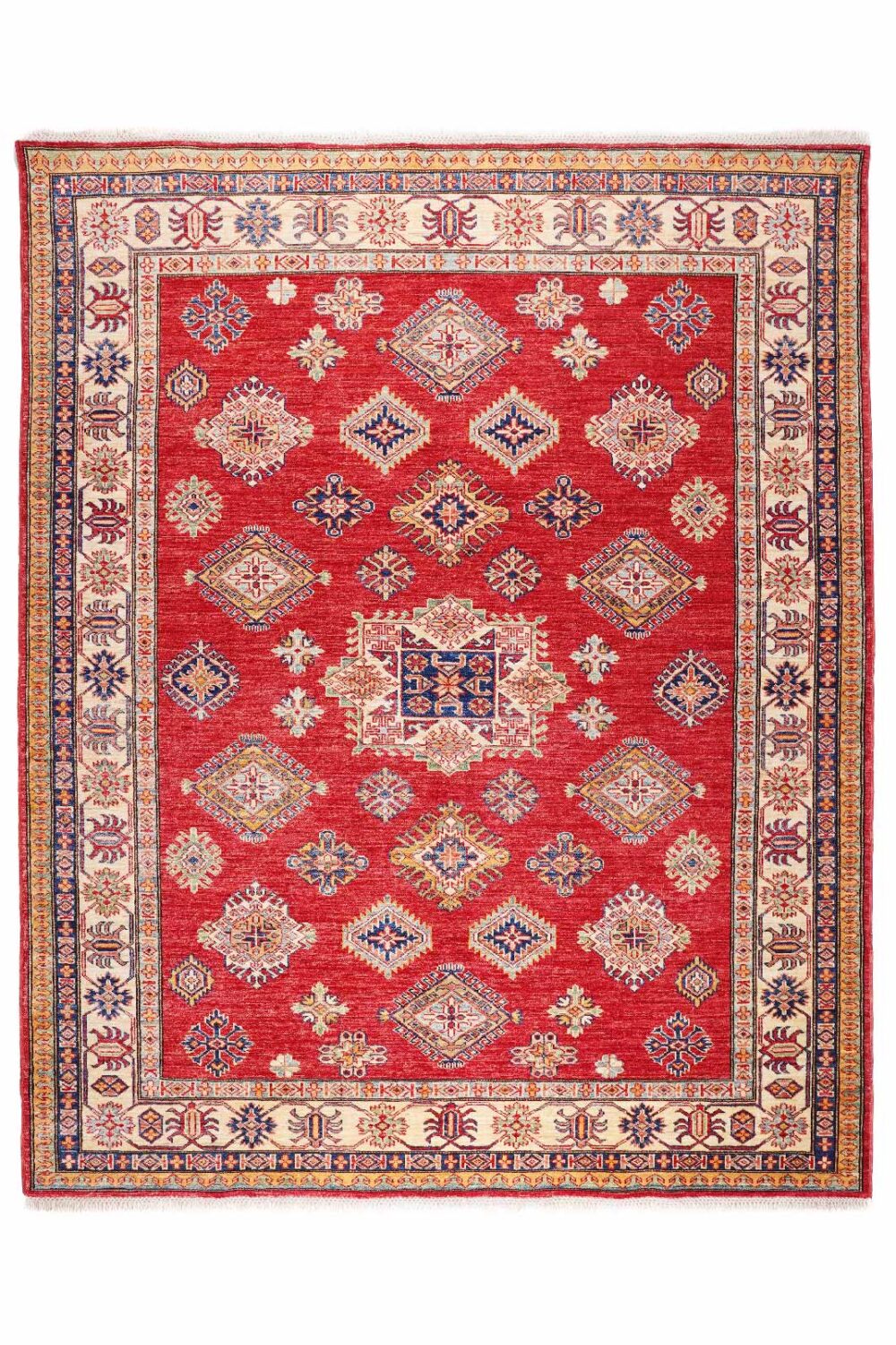 High-End Red Beige Rug - Hand-knotted Traditional Sherwan 7.3x6 ft - Rugs Turkey