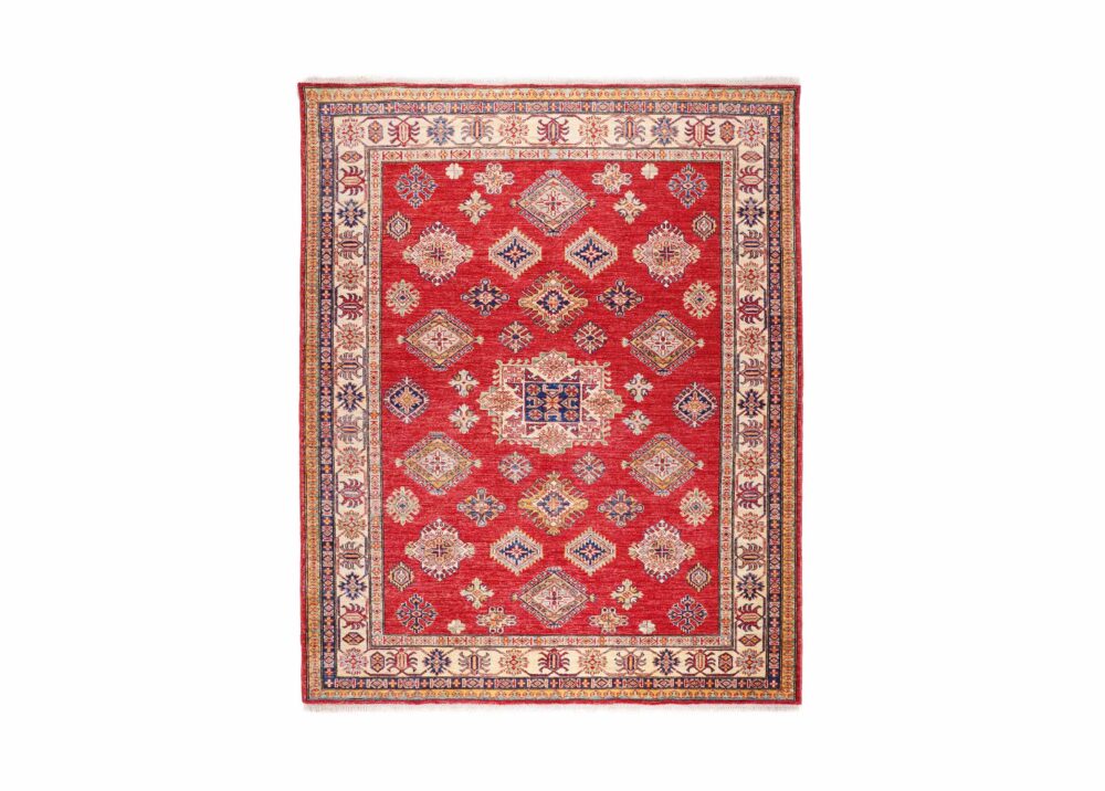 High-End Red Beige Rug - Hand-knotted Traditional Sherwan 7.3x6 ft - Rugs Turkey