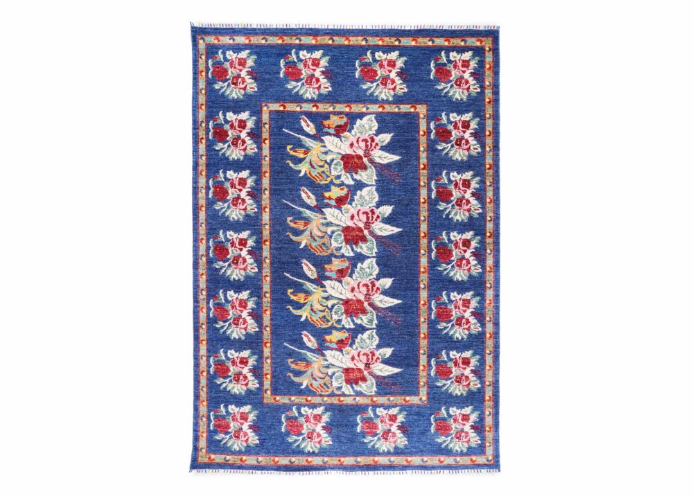 High-end Horgan Blue Area Rug - Traditional Floral Pattern 8.2x5.7 ft - Rugs Turkey