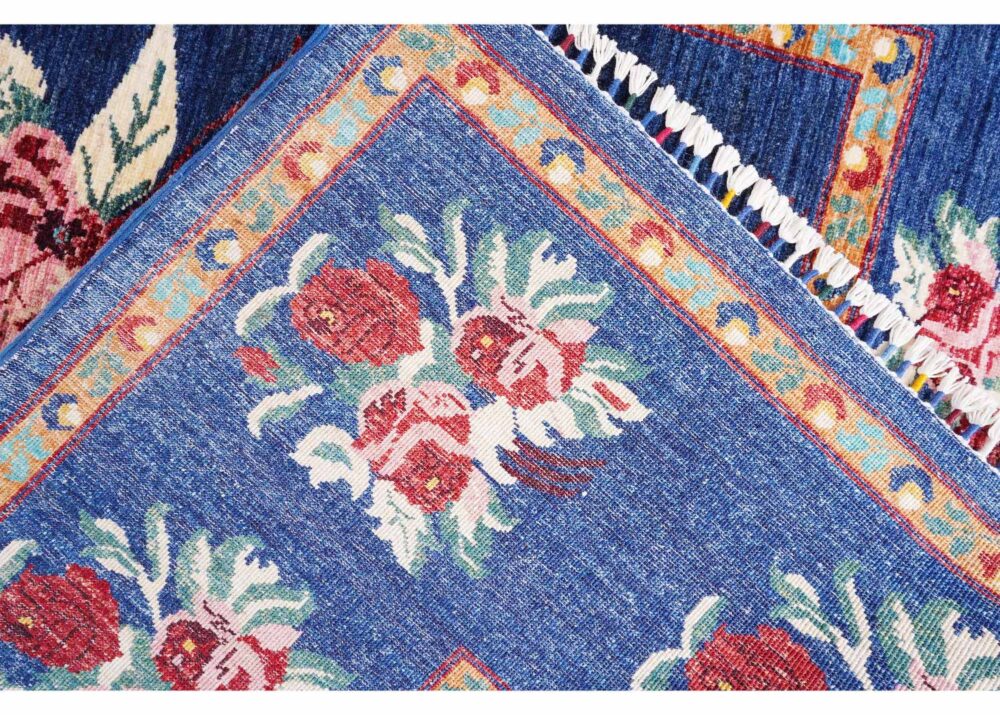 High-end Horgan Blue Area Rug - Traditional Floral Pattern 8.2x5.7 ft - Rugs Turkey