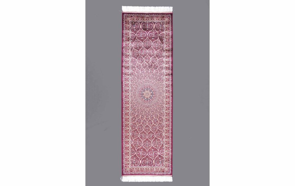 Luxury Red Oriental Runner Machine-Made with Silk 8x2.6 ft Medallion - Rugs Turkey