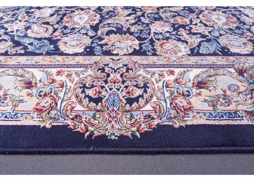 Medallion Blue Runner Rug for Kitchen 6.5x2.6 ft Machine-Made Silk - Rugs Turkey