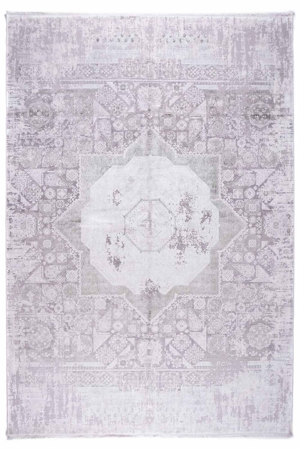Modern Grey Rug Geometric Pattern CottonBamboo 6.5x9.5 ft Memluk - Rugs Tukrey