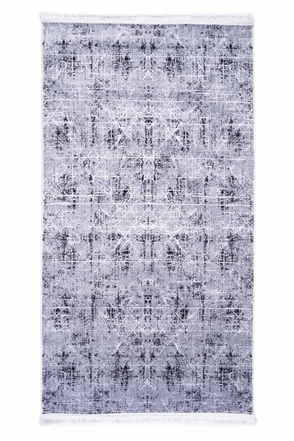 Modern Grey and Black Rug 4.9x2.6 ft Machine-Made Abstract Carpet - Rugs Turkey