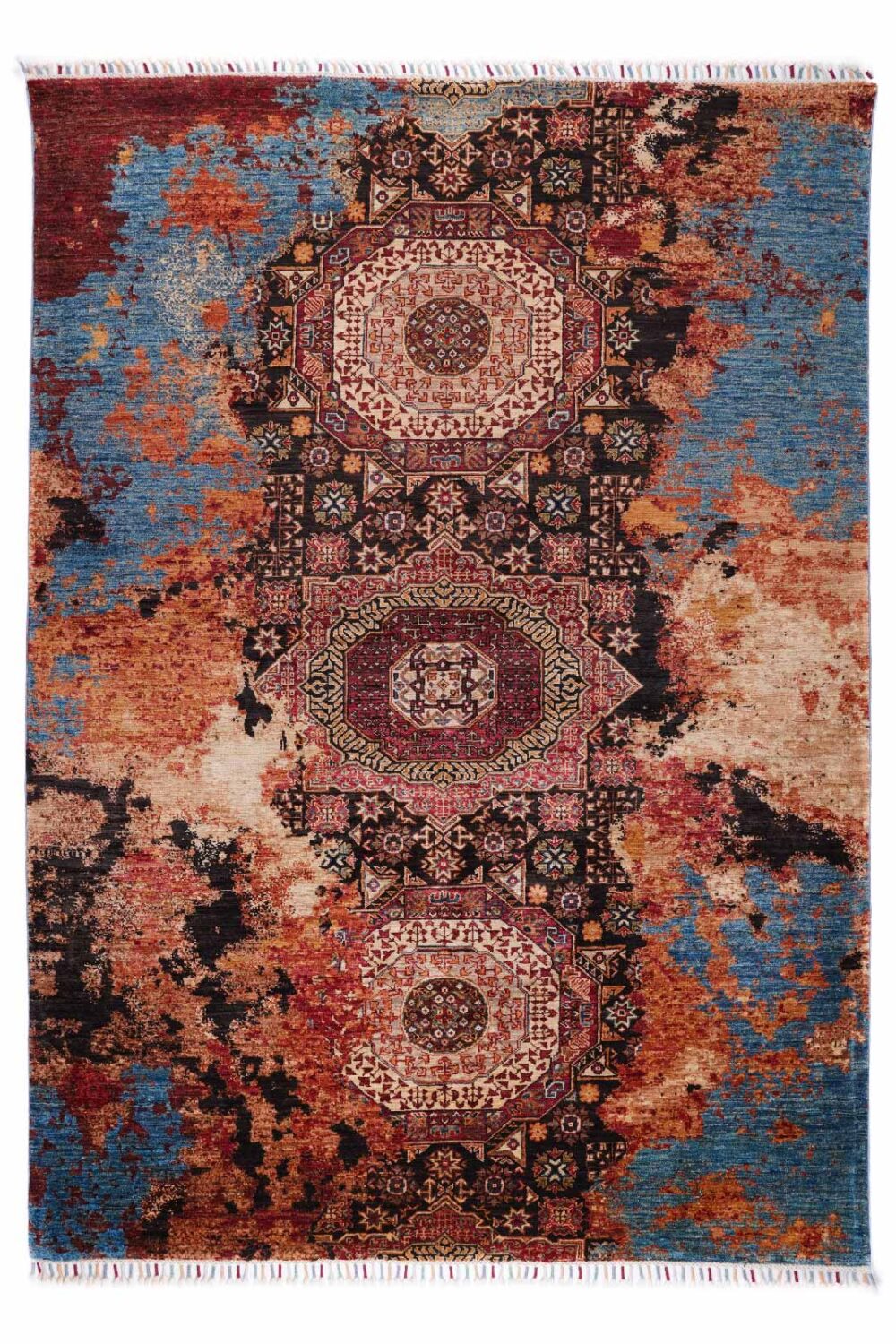 Modern Traditional Area Rugs Orange-Blue 7.8x5.4 ft Memluk - Rugs Turkey