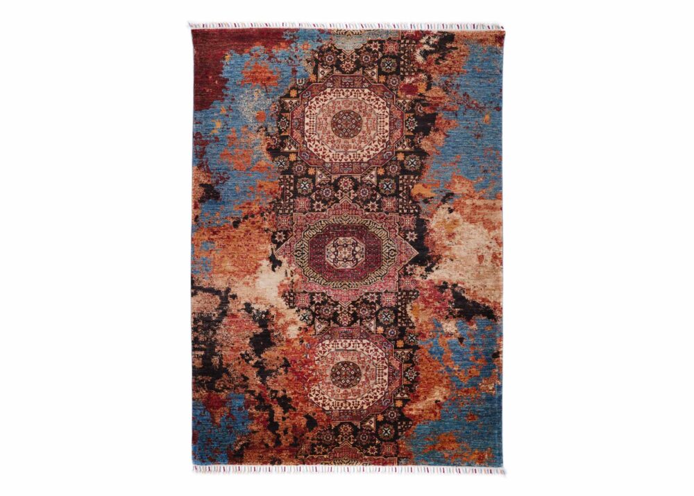 Modern Traditional Area Rugs Orange-Blue 7.8x5.4 ft Memluk - Rugs Turkey