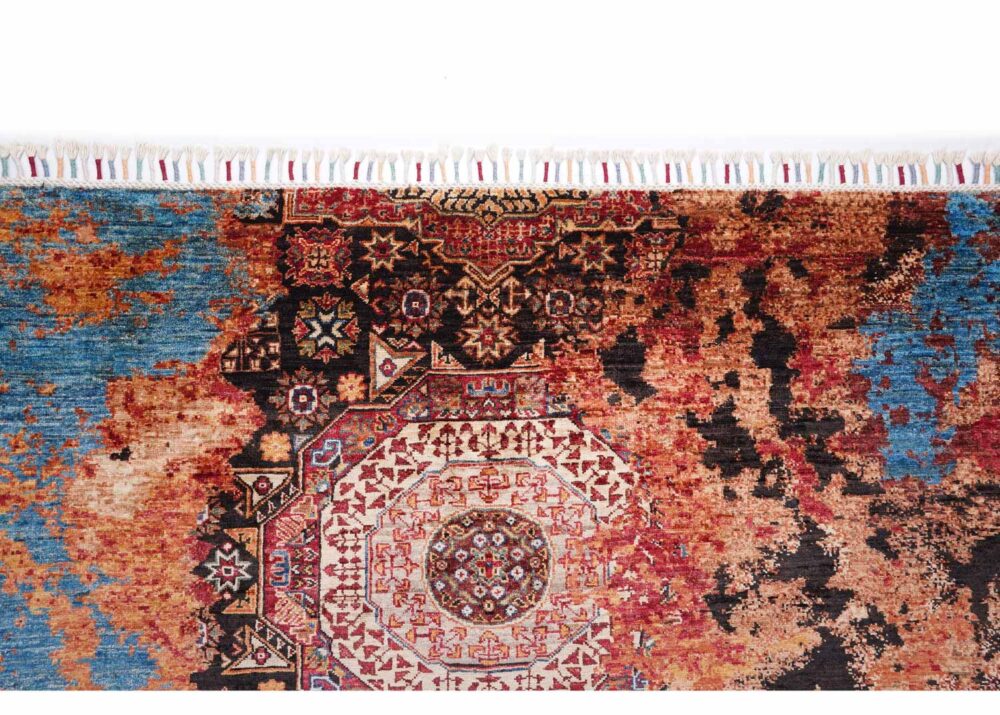 Modern Traditional Area Rugs Orange-Blue 7.8x5.4 ft Memluk - Rugs Turkey