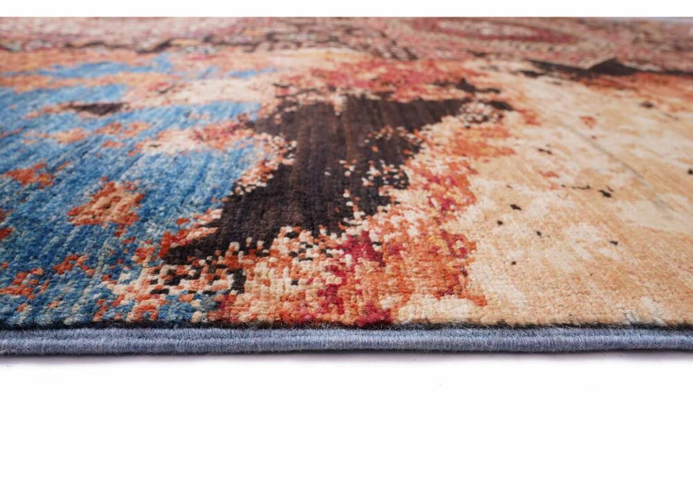 Modern Traditional Area Rugs Orange-Blue 7.8x5.4 ft Memluk - Rugs Turkey