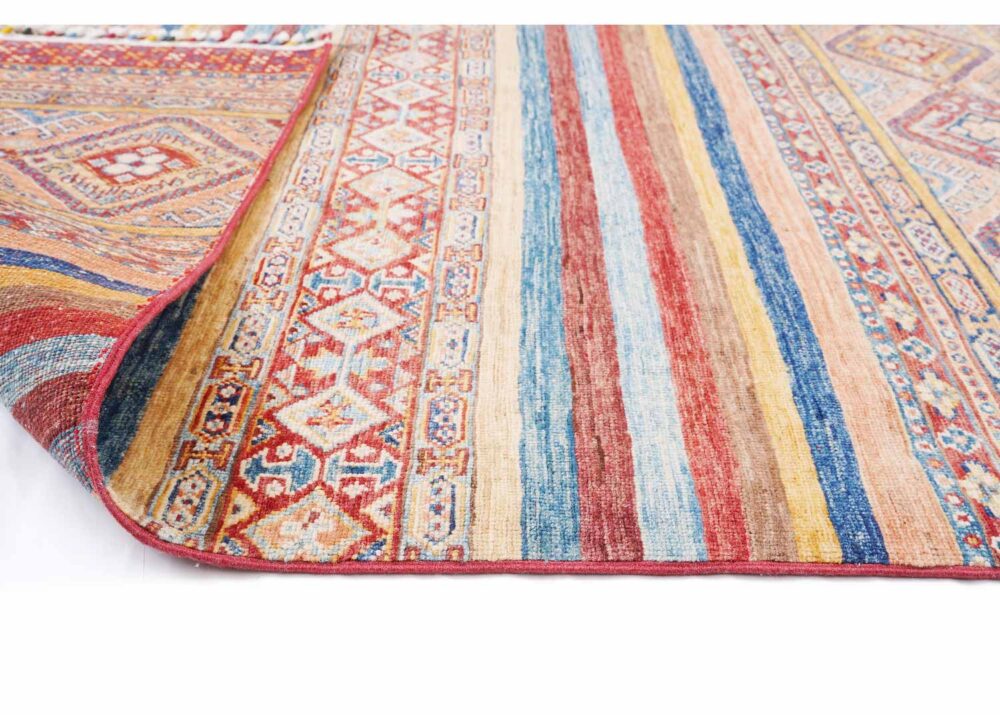 Multicolor Striped Rug Hand-Knotted 6x4 ft Traditional Horcan - Rugs Turkey