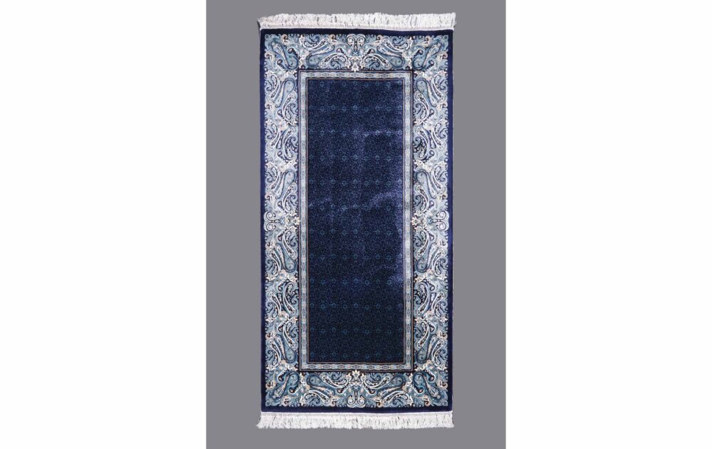 Premium Blue Kitchen Runner Machine-made with Silk 5x2.6 ft Medallion - Rugs Turkey