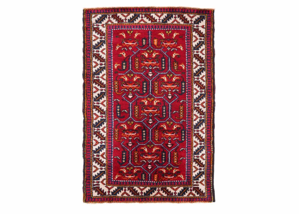 Sami Old Malatya Red-Beige 5x3 Traditional Rug Animal Print - Rugs Turkey